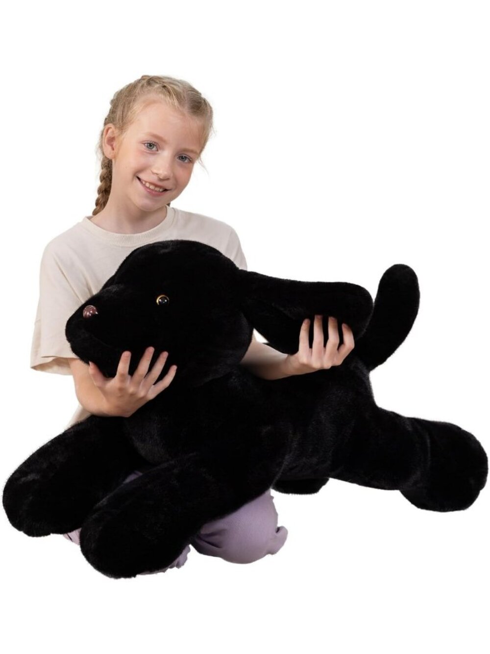 Giant 31.5" Realistic Black Lab Plush Stuffed Animal Dog Pillow Toy